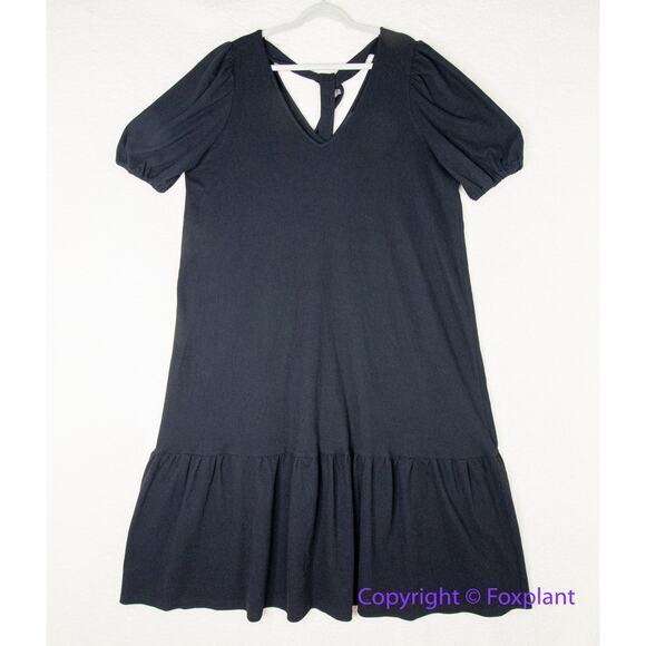 Eloquii Dresses & Skirts - New! Eloquii cotton‎ blend black texture v neck flounce hem dress, 14/16